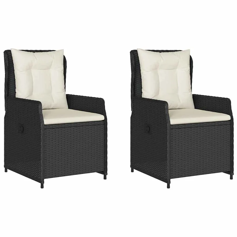 Chaises inclinables de jardin lot de 2 noir résine tressée - 2