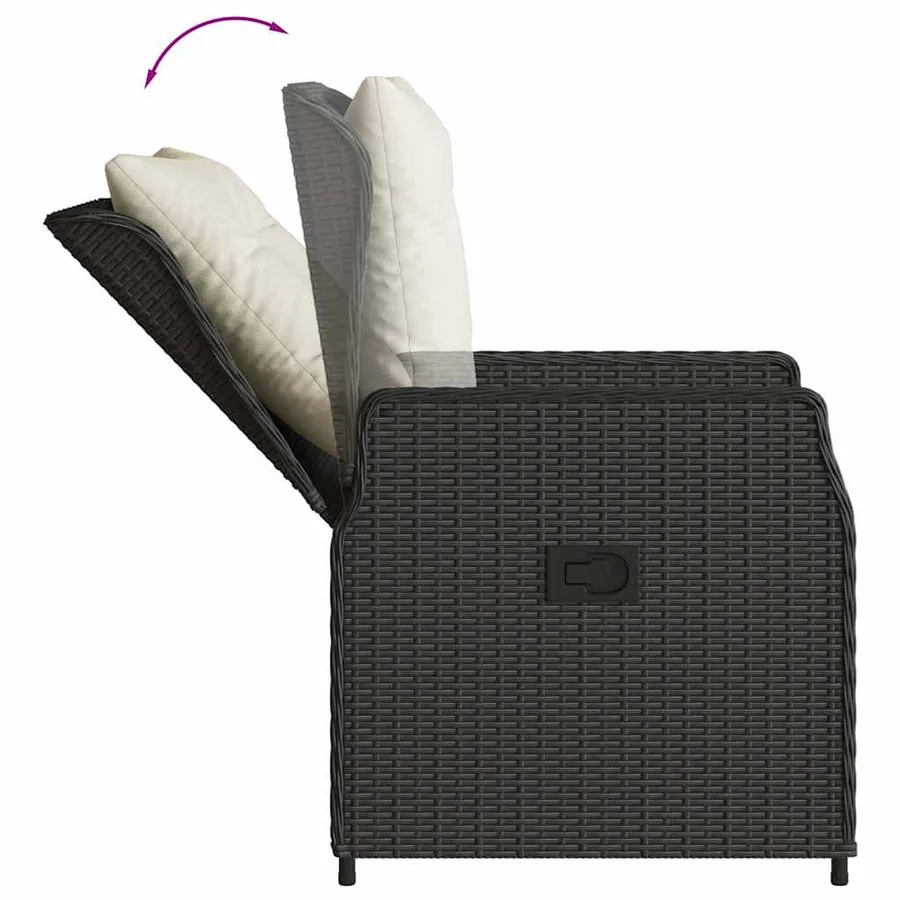 Chaises inclinables de jardin lot de 2 noir résine tressée - 8