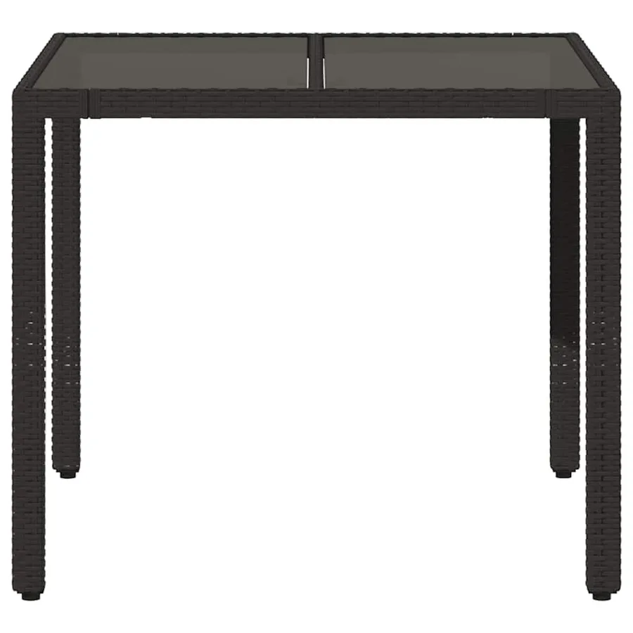 Table de jardin dessus en verre Noir 90x90x75 cm Résine tressée - 4