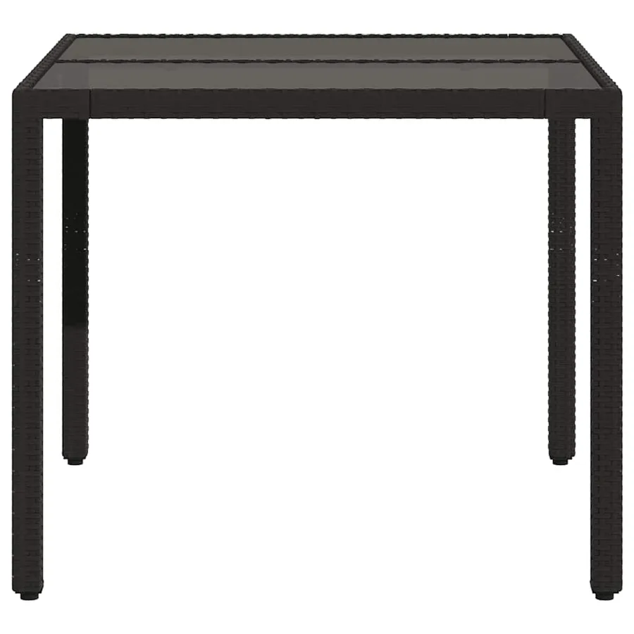 Table de jardin dessus en verre Noir 90x90x75 cm Résine tressée - 5