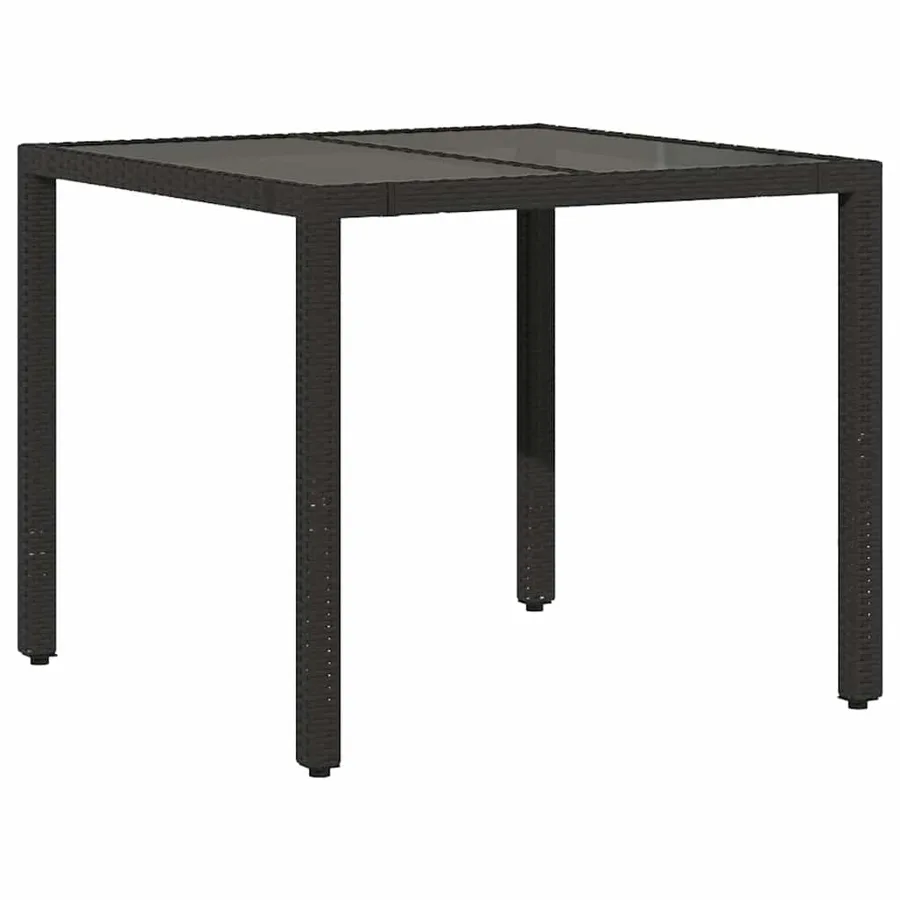 Table de jardin dessus en verre Noir 90x90x75 cm Résine tressée - 6