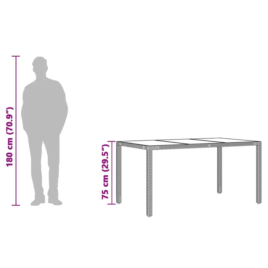 Table de jardin avec dessus en verre marron résine tressée - 10