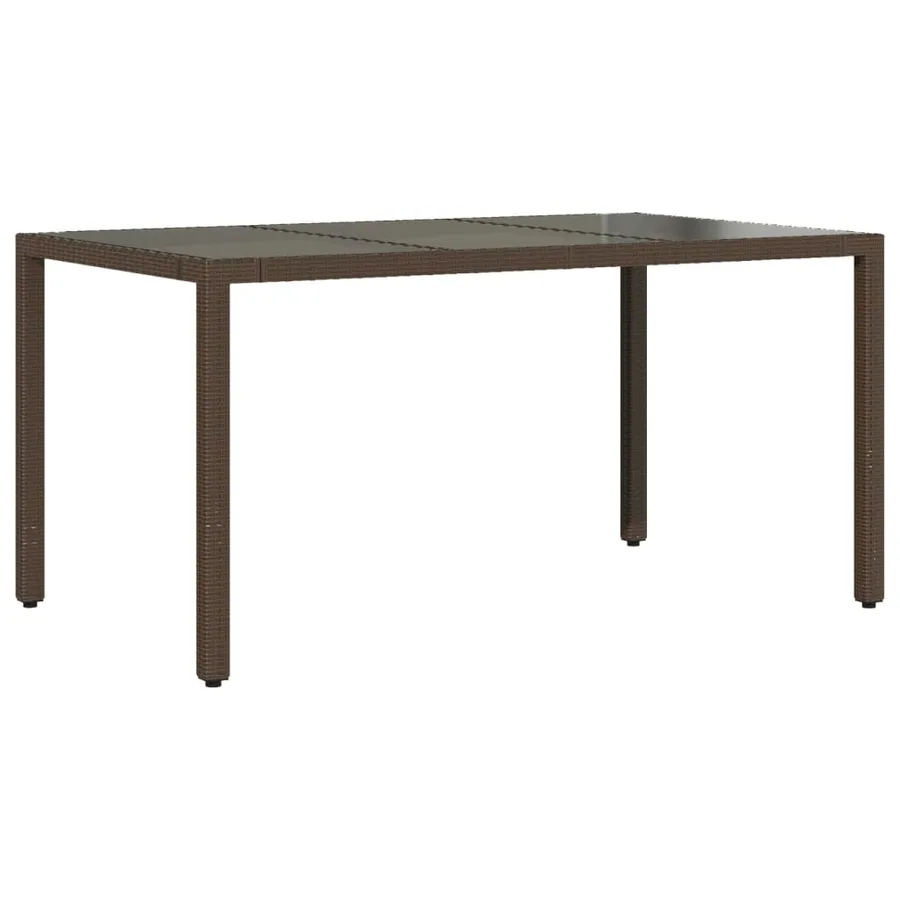 Table de jardin avec dessus en verre marron résine tressée - 2