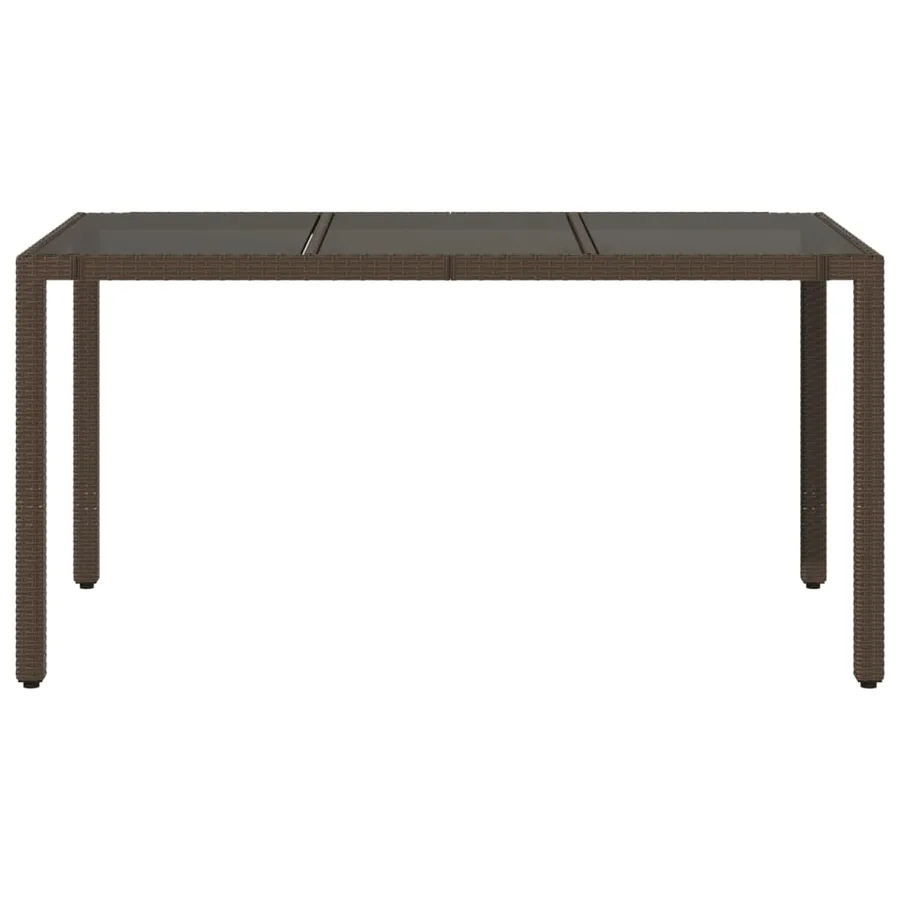 Table de jardin avec dessus en verre marron résine tressée - 4