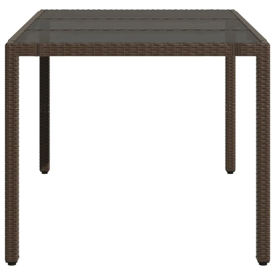 Table de jardin avec dessus en verre marron résine tressée - 5