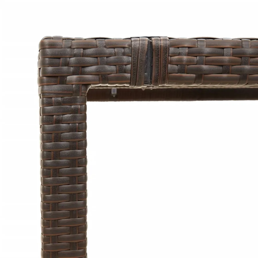 Table de jardin avec dessus en verre marron résine tressée - 9