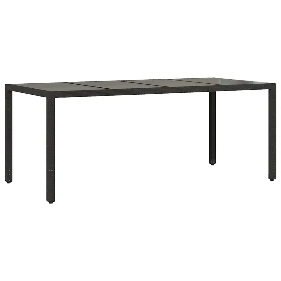 Table de jardin dessus en verre Noir 190x90x75cm Résine tressée - 2