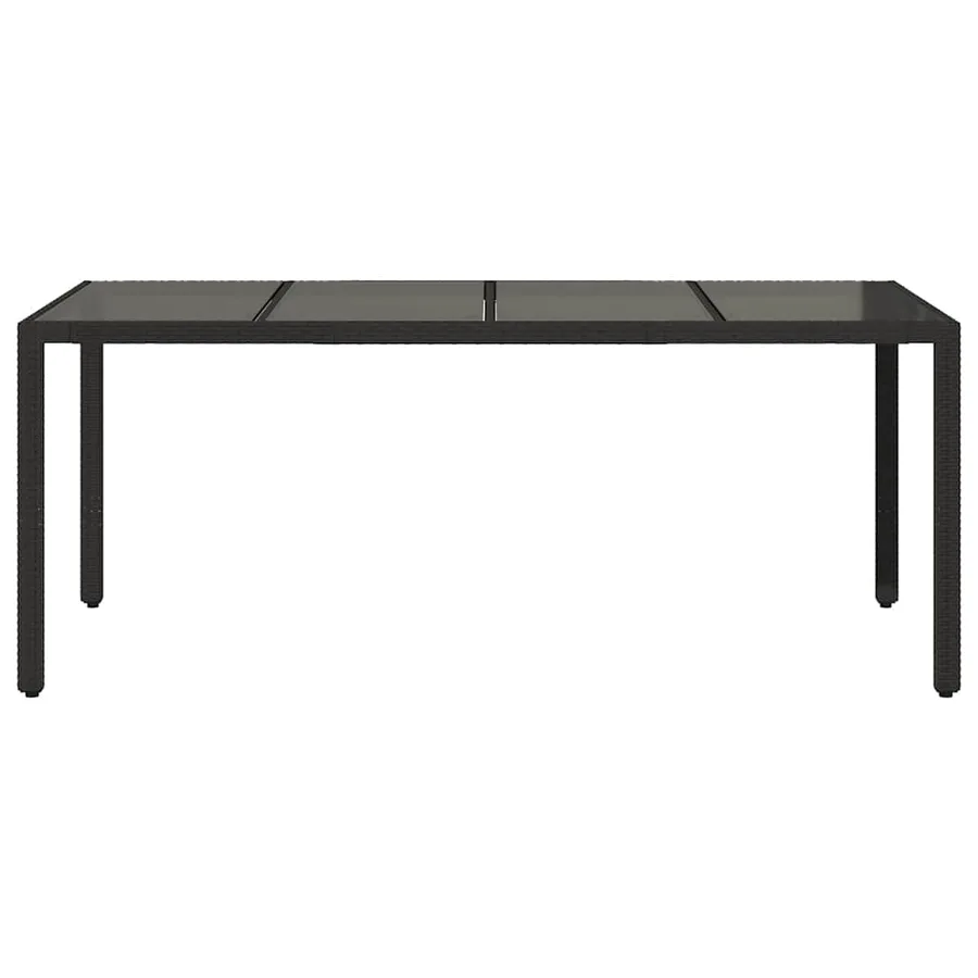 Table de jardin dessus en verre Noir 190x90x75cm Résine tressée - 4