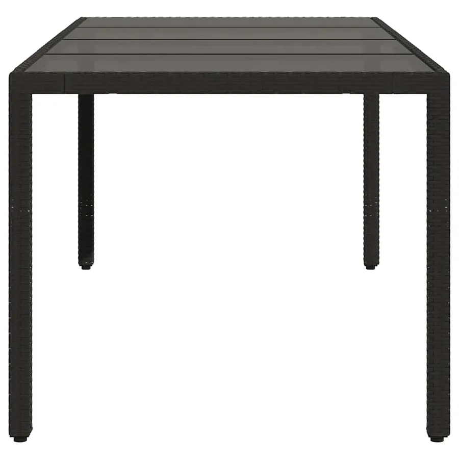 Table de jardin dessus en verre Noir 190x90x75cm Résine tressée - 5