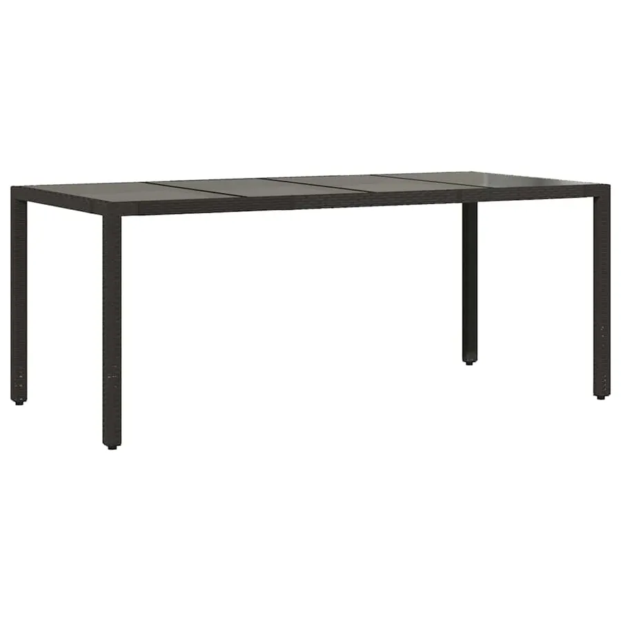 Table de jardin dessus en verre Noir 190x90x75cm Résine tressée - 6