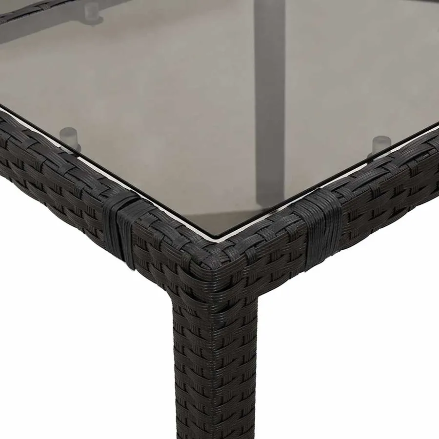 Table de jardin dessus en verre Noir 190x90x75cm Résine tressée - 8
