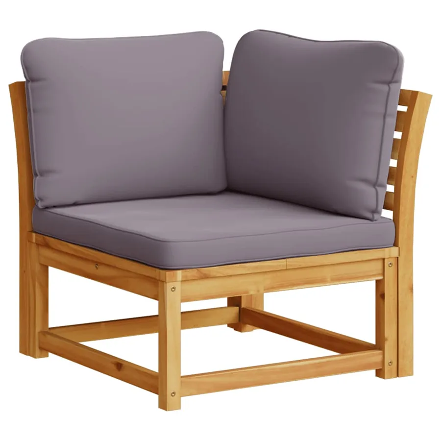 Canapé d'angle de jardin coussins 73x73x65cm bois massif acacia - 2