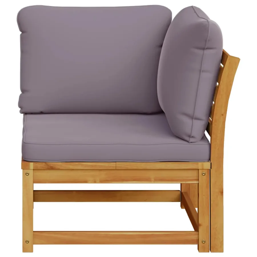 Canapé d'angle de jardin coussins 73x73x65cm bois massif acacia - 4