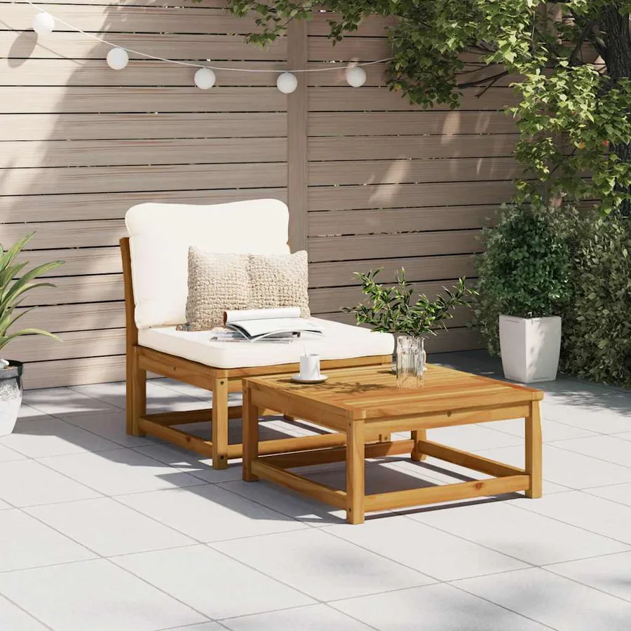 Salon de jardin avec coussins bois massif d'acacia - 3