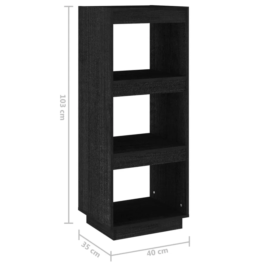Bibliothèque/Séparateur de pièce noir 40x35x103 cm pin massif - 8