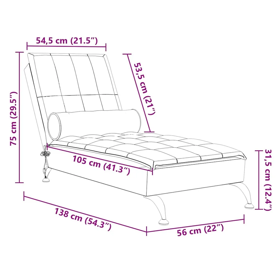 Chaise longue de massage avec traversin gris clair tissu - 10