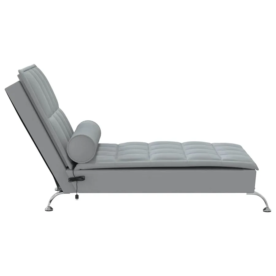 Chaise longue de massage avec traversin gris clair tissu - 5