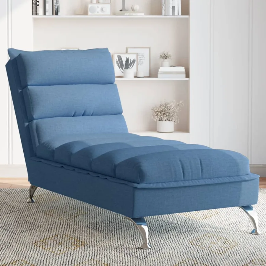Chaise longue avec coussins bleu tissu