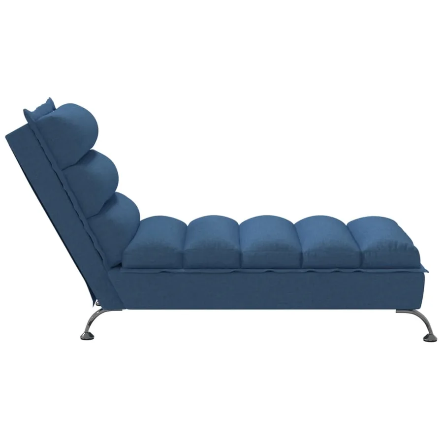 Chaise longue avec coussins bleu tissu - 5