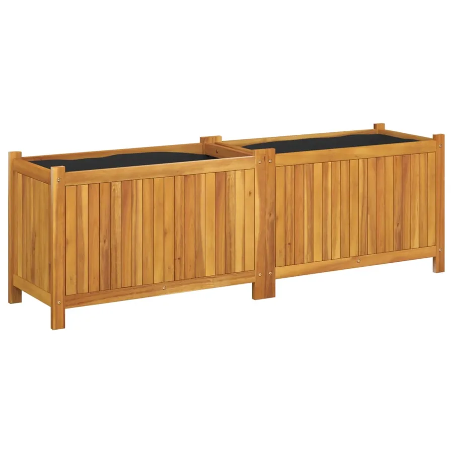 Jardinière avec doublure 153x38,5x50 cm bois massif d'acacia - 2