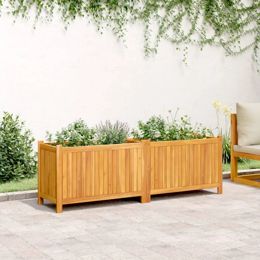Jardinière avec doublure 153x38,5x50 cm bois massif d'acacia - 3