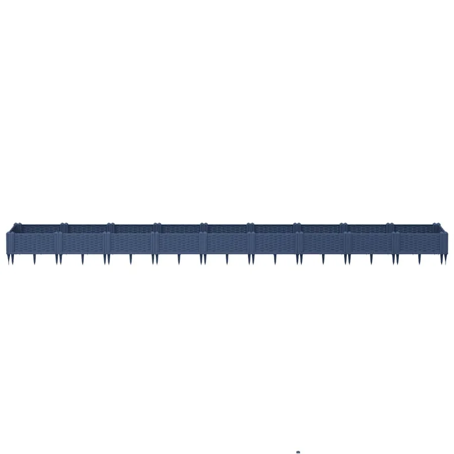 Jardinière avec piquets bleu gris 362,5x42,5x28,5 cm PP - 3