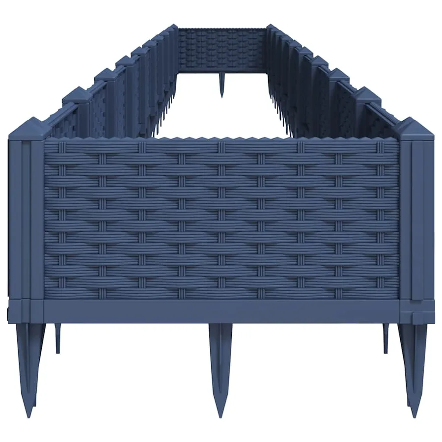 Jardinière avec piquets bleu gris 362,5x42,5x28,5 cm PP - 4