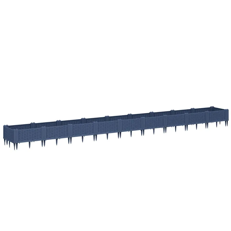 Jardinière avec piquets bleu gris 362,5x42,5x28,5 cm PP - 5