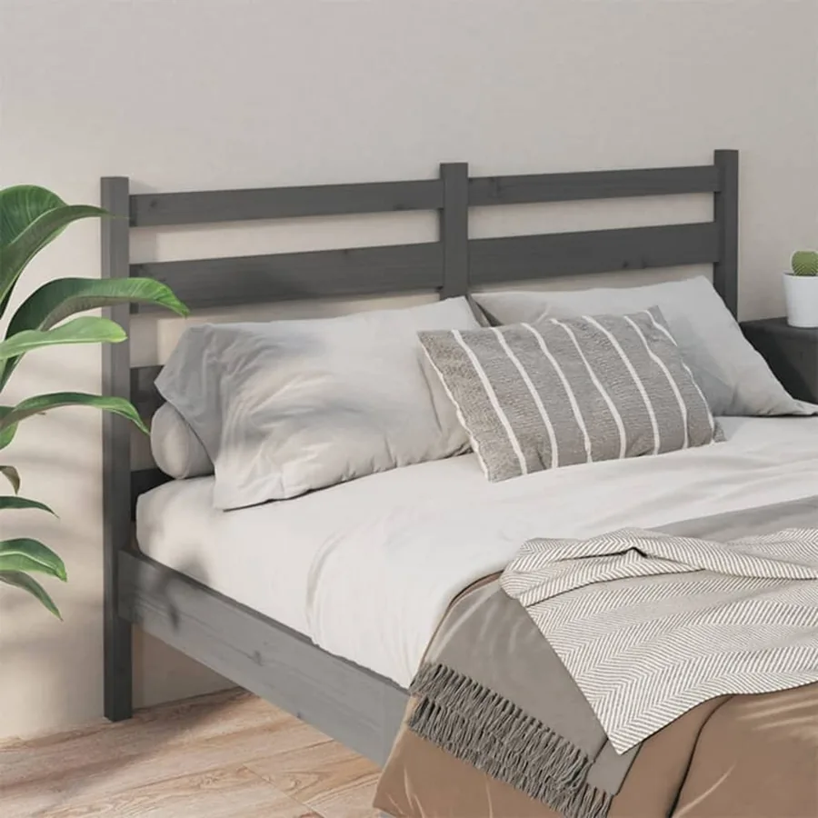 Tête de lit Gris 126x4x100 cm Bois massif de pin - 3