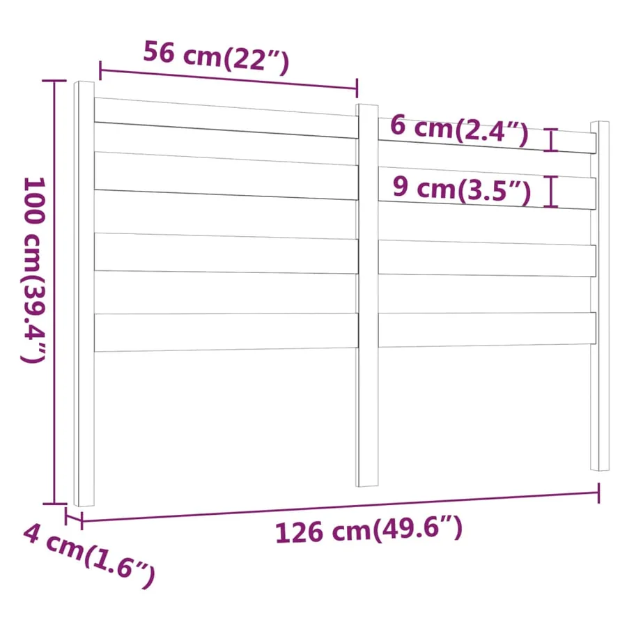Tête de lit Gris 126x4x100 cm Bois massif de pin - 6