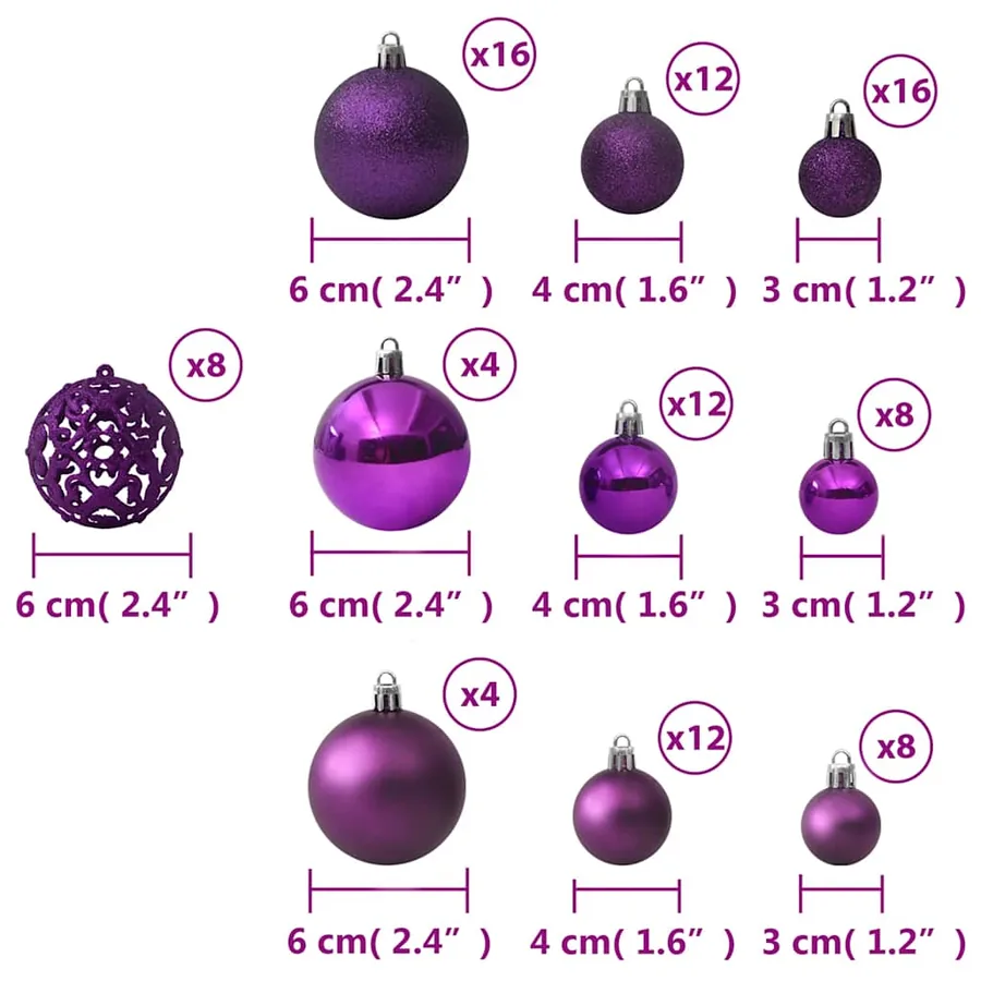 Ensemble de boules de Noël 100 pcs Violet - 10