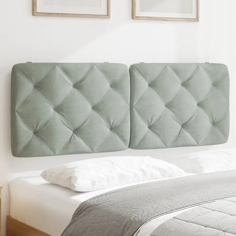 Coussin de tête de lit gris clair 120 cm velours