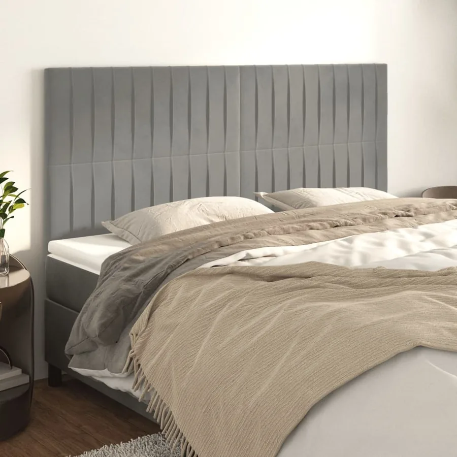 Tête de lit Gris clair 200x5x118/128 cm Velours