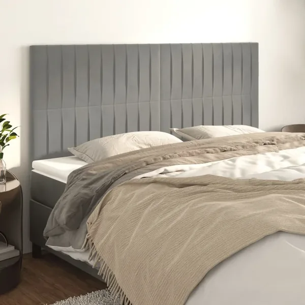 Tête de lit Gris clair 200x5x118/128 cm Velours
