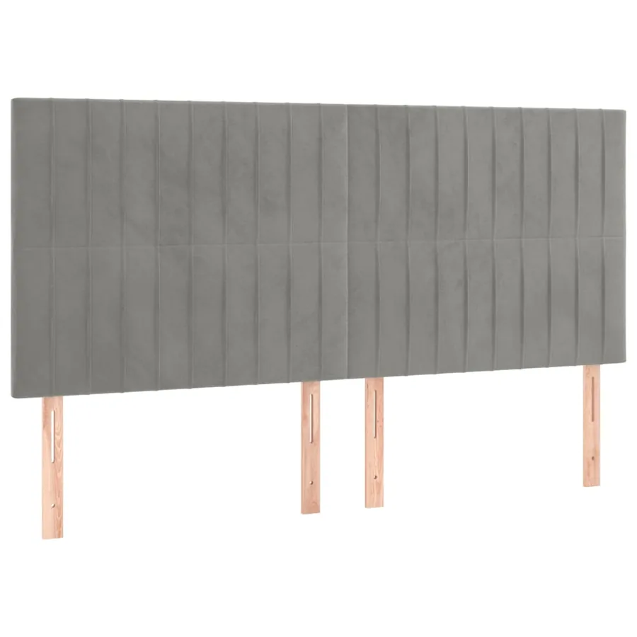 Tête de lit Gris clair 200x5x118/128 cm Velours - 2