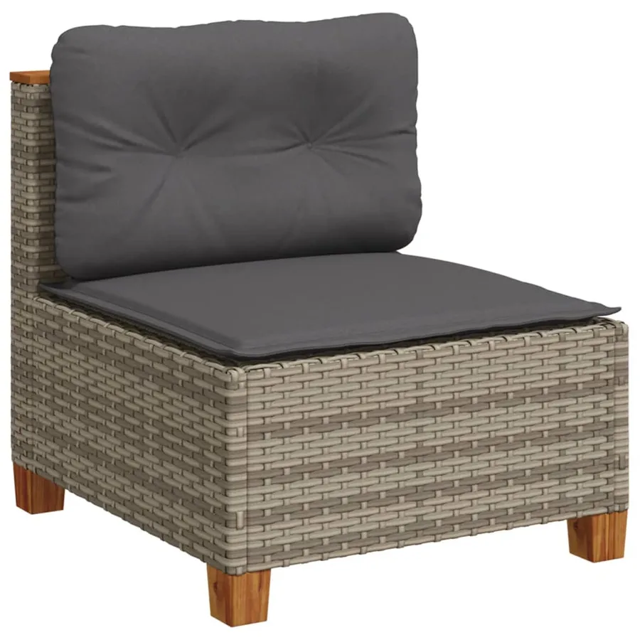 Canapé de jardin sans accoudoirs coussins gris résine tressée - 2