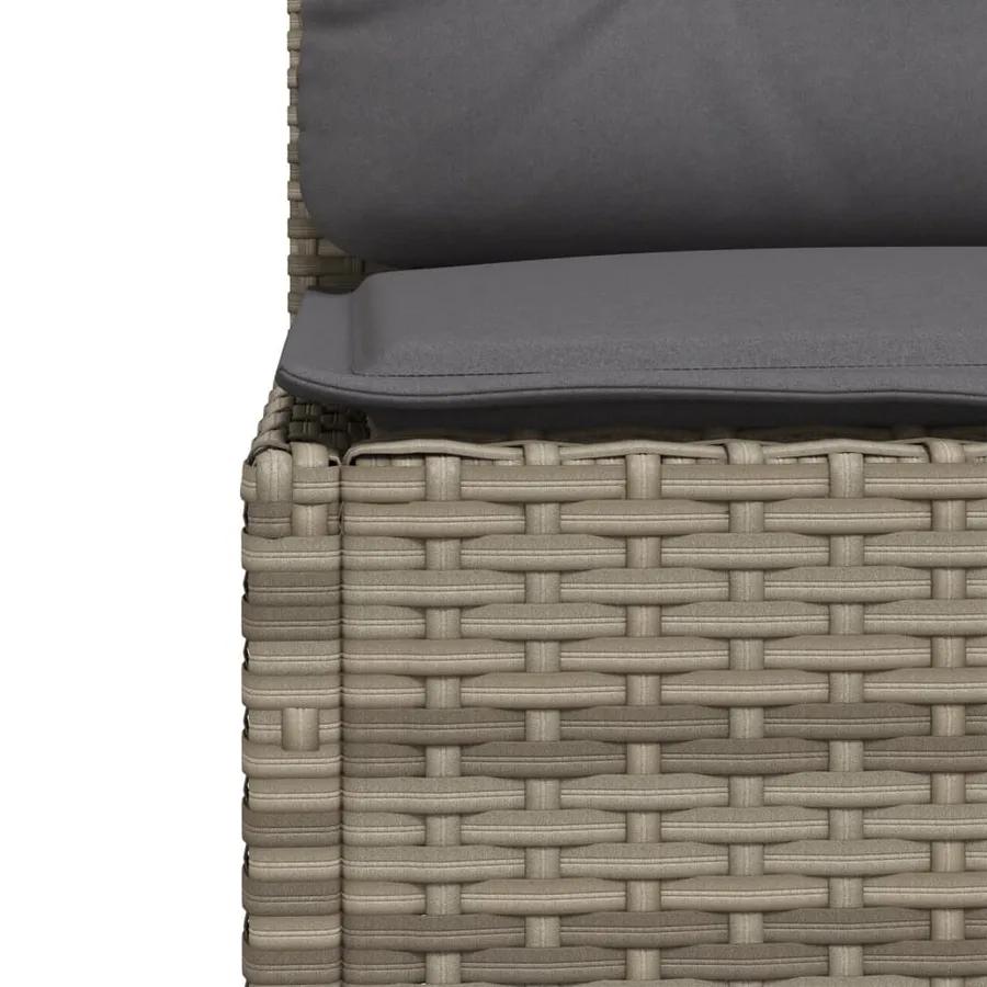 Canapé de jardin sans accoudoirs coussins gris résine tressée - 7