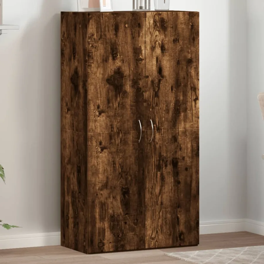 Armoire de classement chêne fumé 60x32x115 cm bois d'ingénierie