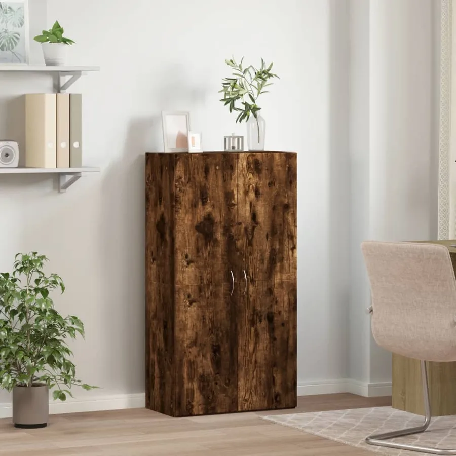 Armoire de classement chêne fumé 60x32x115 cm bois d'ingénierie - 3