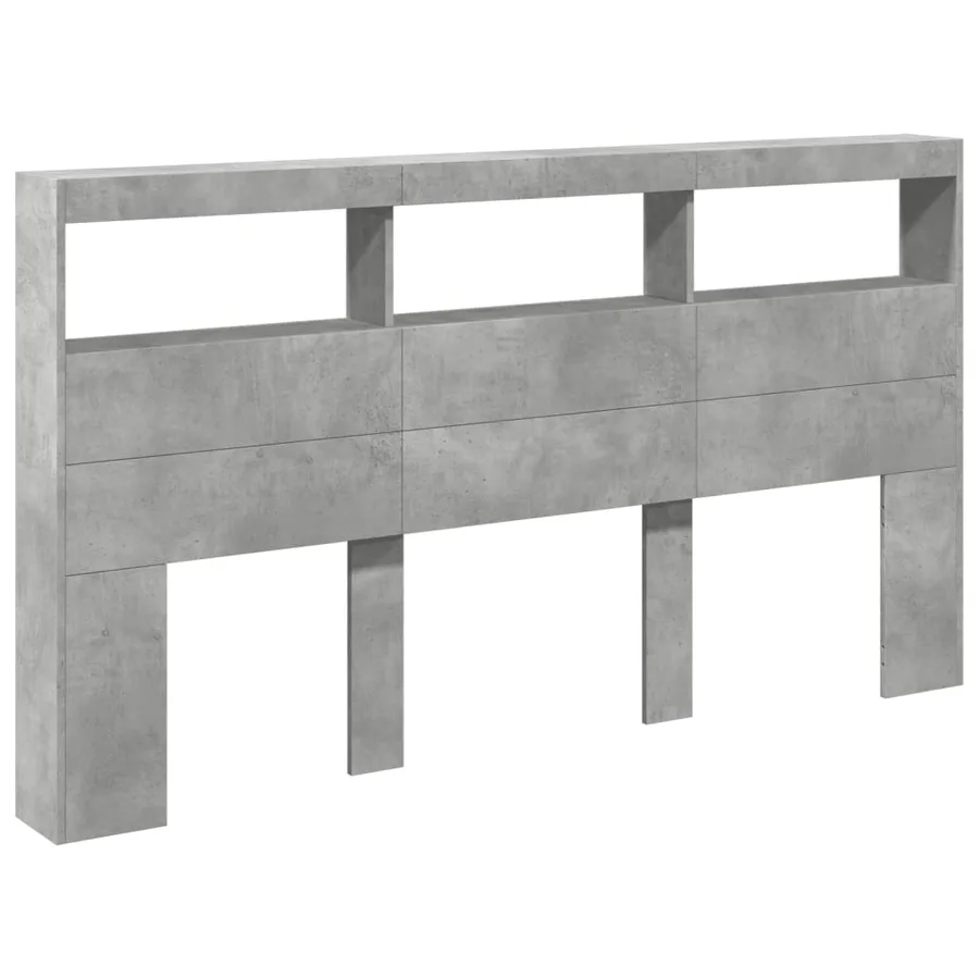 Armoire tête de lit avec LED gris béton 180x17x102 cm - 3