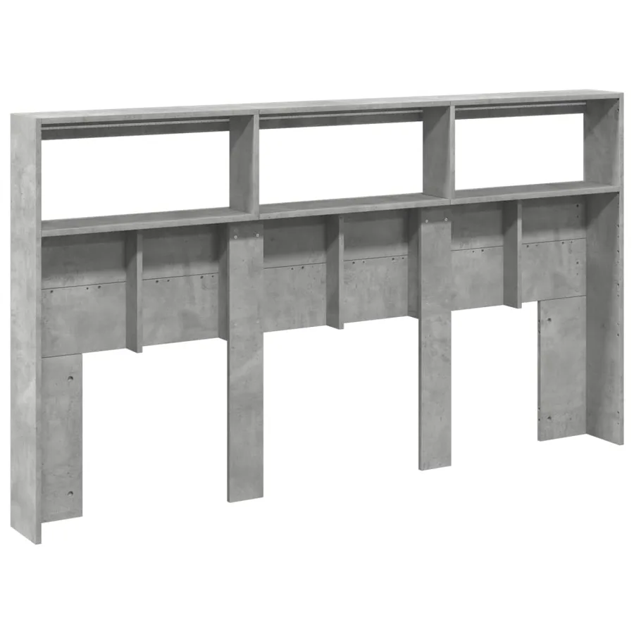 Armoire tête de lit avec LED gris béton 180x17x102 cm - 8