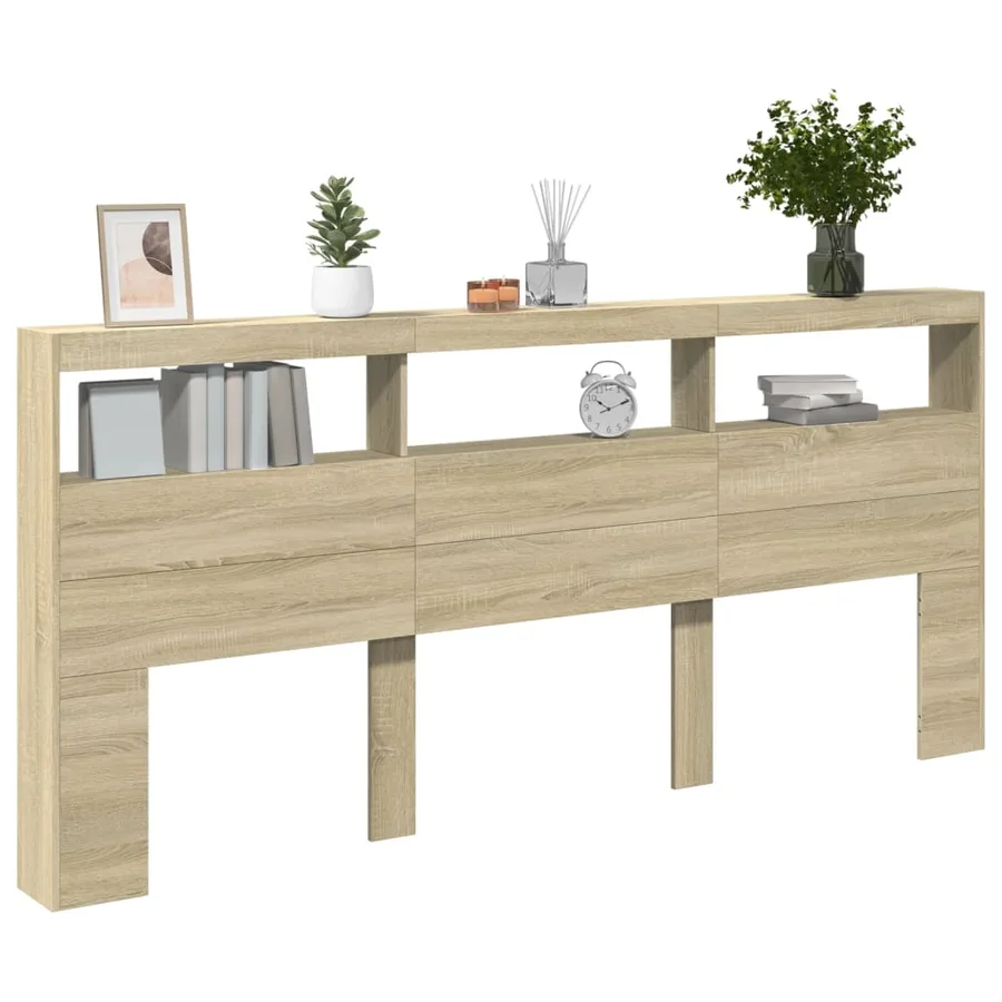 Armoire tête de lit avec LED chêne sonoma 220x17x102 cm - 5