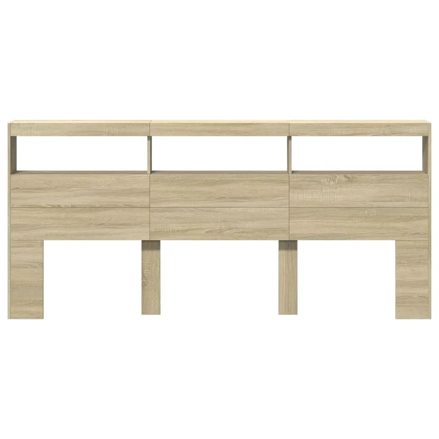 Armoire tête de lit avec LED chêne sonoma 220x17x102 cm - 6