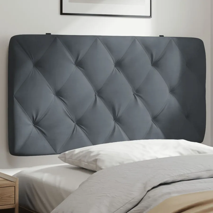 Coussin de tête de lit gris foncé 100 cm velours