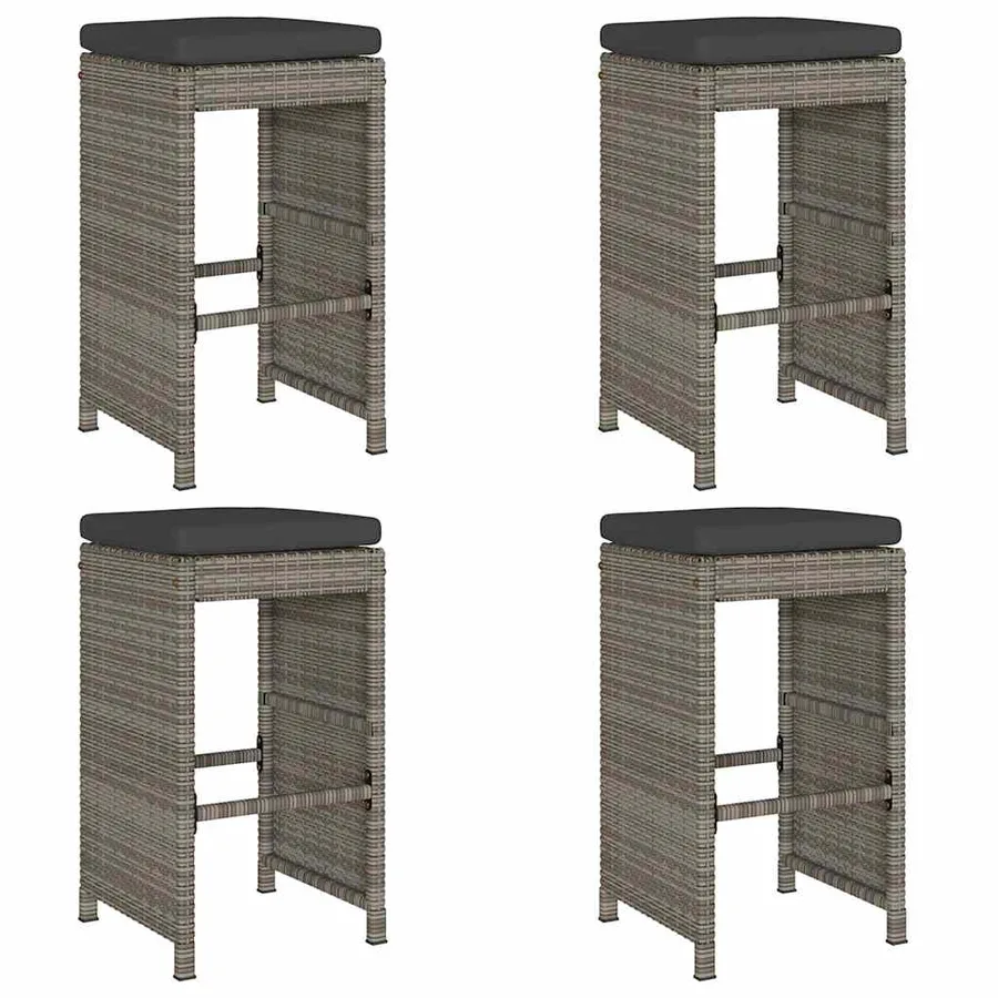 Tabourets de bar de jardin et coussins lot de 4 résine tressée - 2