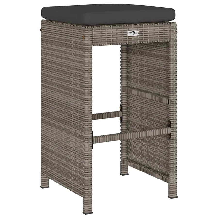 Tabourets de bar de jardin et coussins lot de 4 résine tressée - 6