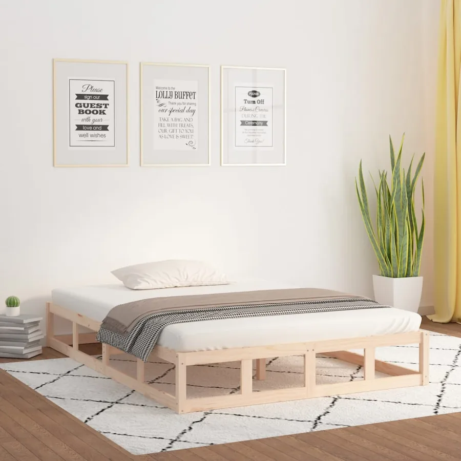 Cadre de lit sans matelas 135x190 cm bois massif