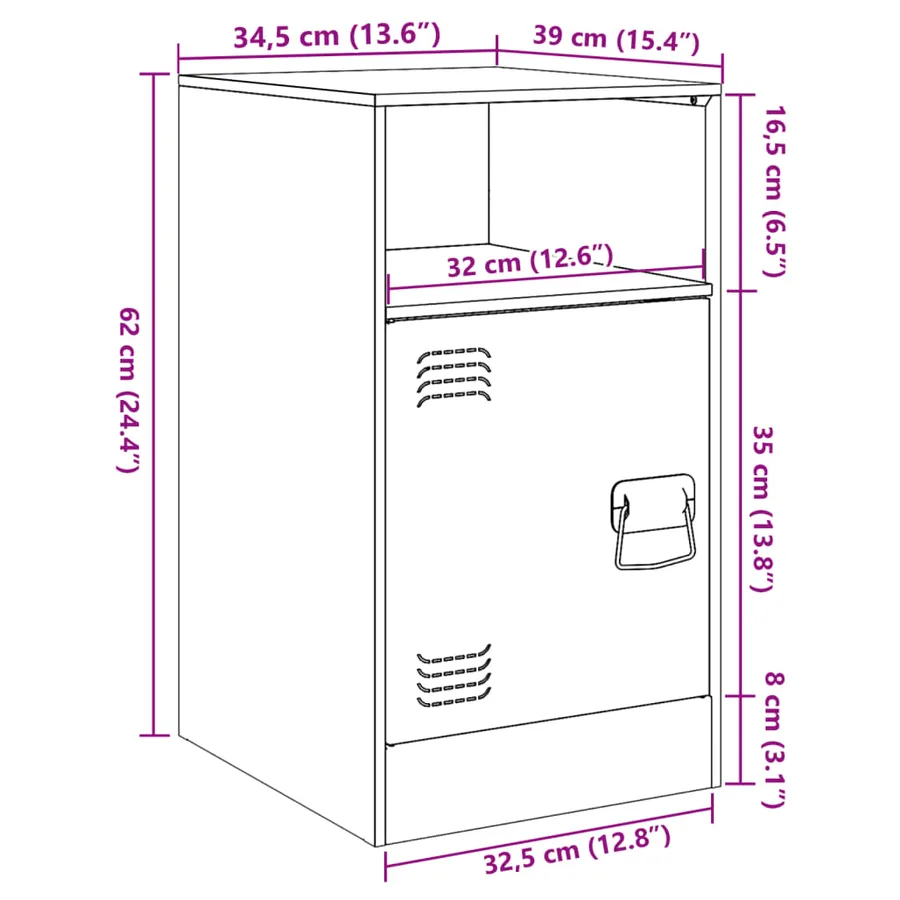 Tables de chevet 2 pcs noir 34,5x39x62 cm acier - 13