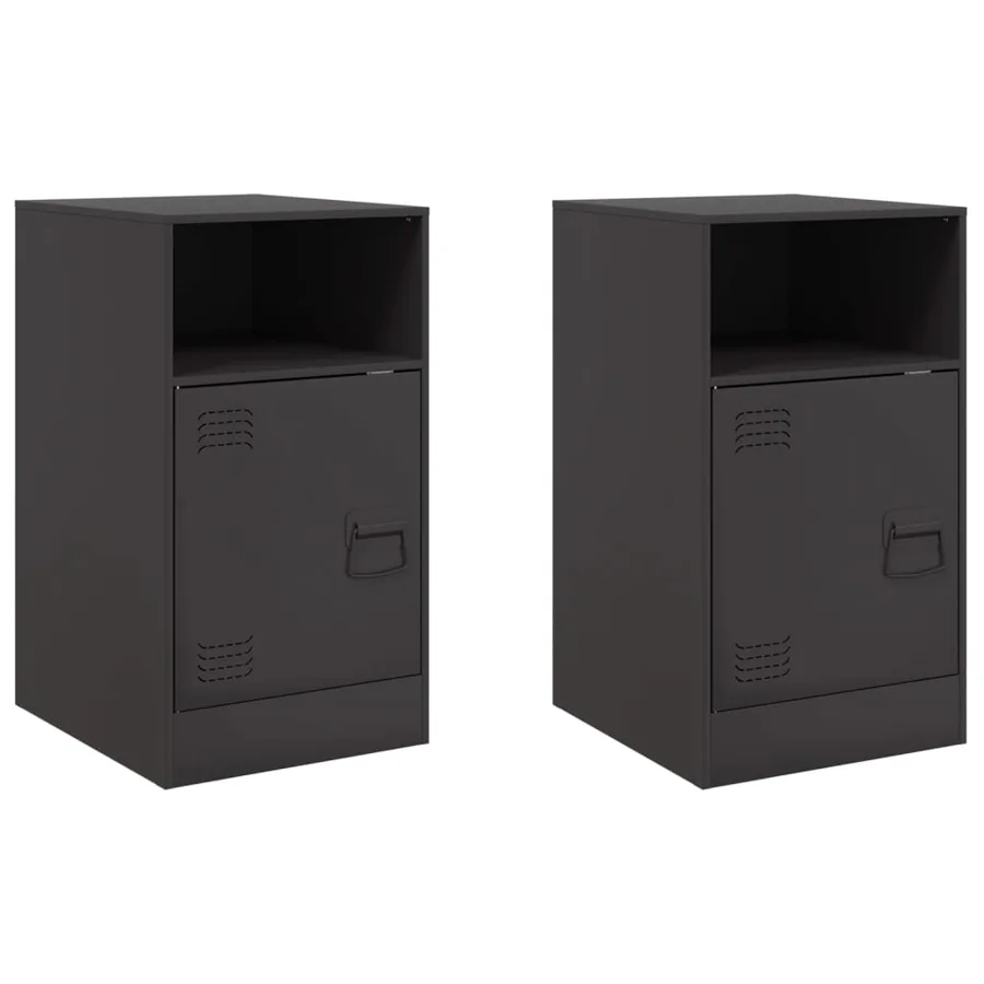 Tables de chevet 2 pcs noir 34,5x39x62 cm acier - 2