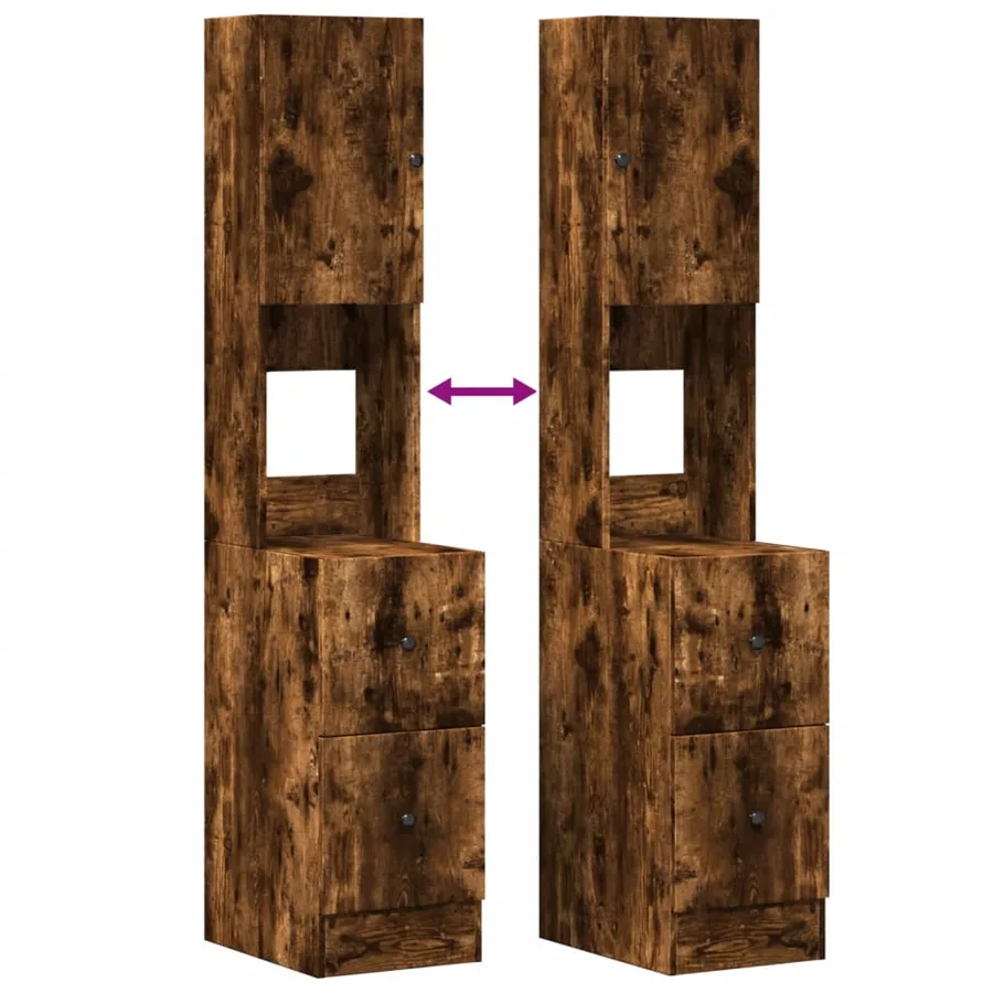 Armoire de cuisine chêne fumé 35x50x180 cm bois d'ingénierie - 8